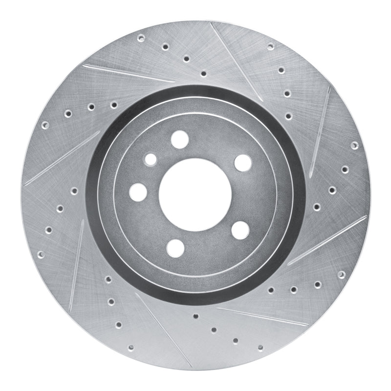 R1 14-23 Dodge Charger Front Right Drilled & Slotted Silver Brake Rotor