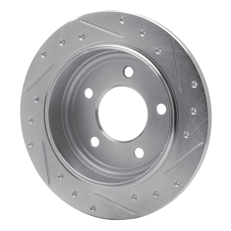 R1 93-04 Chrysler 300M Rear Left Drilled & Slotted Silver Brake Rotor