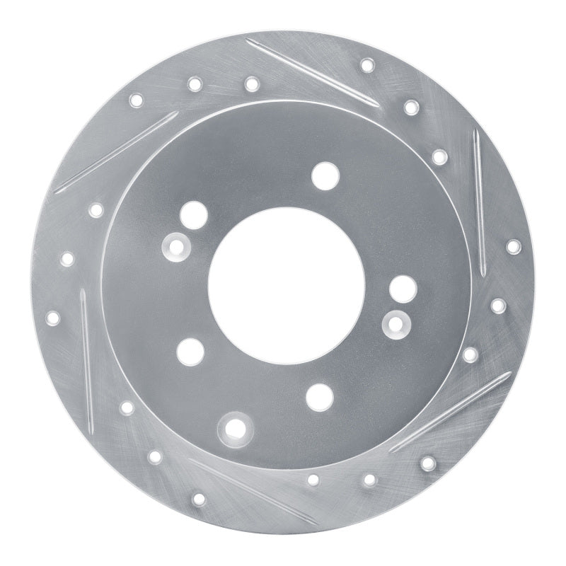 R1 10-13 Kia Forte5 Rear Right Drilled & Slotted Silver Brake Rotor