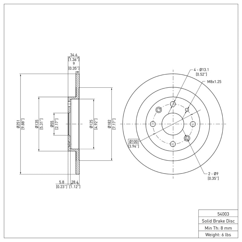 R1 1990-2003 Ford Escort Rear Brake Rotor