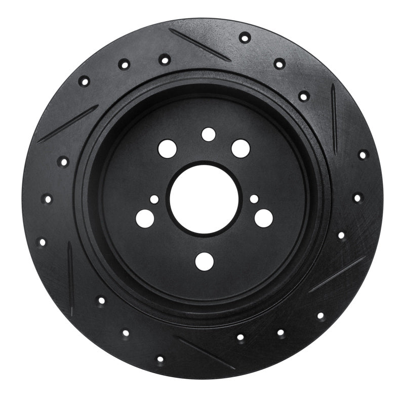 R1 94-95 Toyota Celica Rear Left Drilled & Slotted Black Brake Rotor