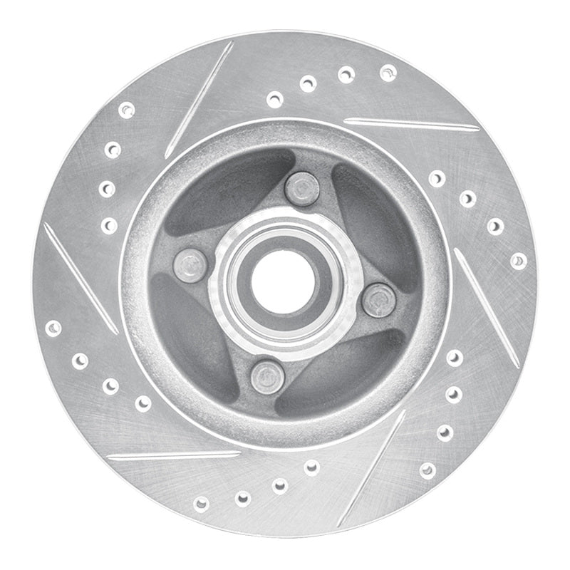 R1 87-93 Ford Mustang Front Right Drilled & Slotted Silver Brake Rotor