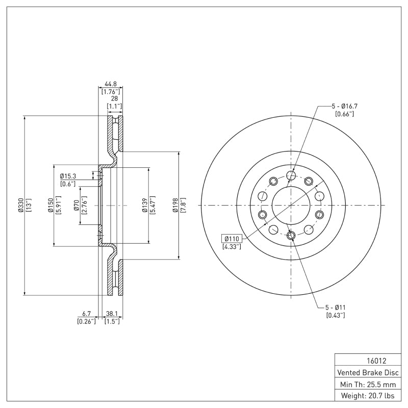 R1 17-25 Alfa Romeo STELVIO Front Brake Rotor