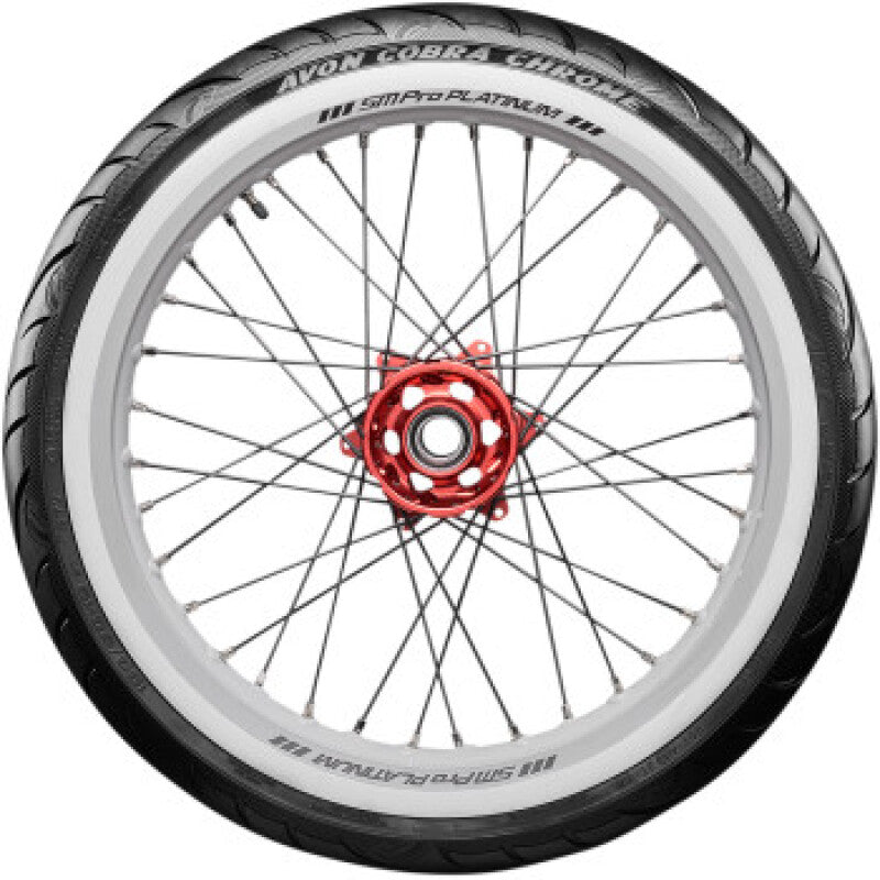 Avon Cobra Chrome AV91 White Sidewall Front Tire - MH90-21 56V 1DK ++(AVAILABLE AFTER DEC 2026)++