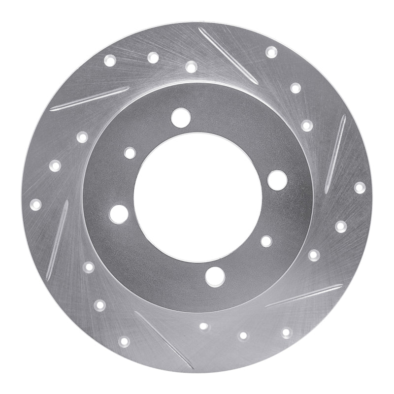 R1 88-93 Dodge COLT Rear Right Drilled & Slotted Silver Brake Rotor