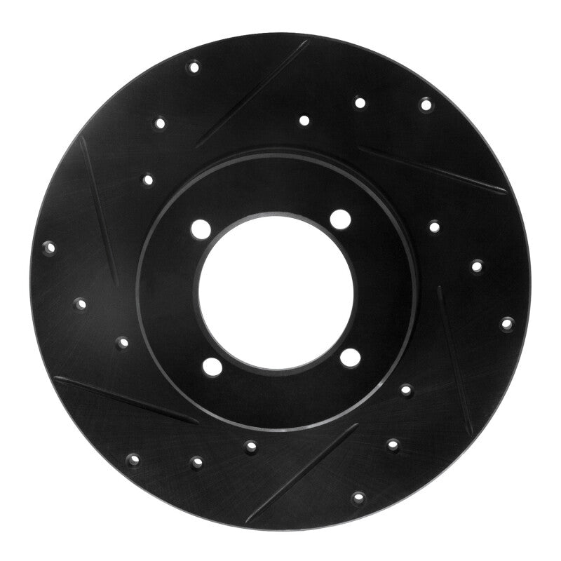 R1 74-78 Nissan 260Z Front Left Drilled & Slotted Black Brake Rotor