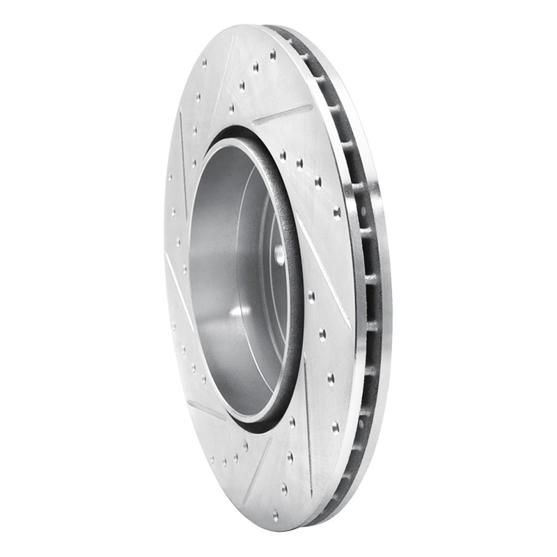 R1 10-19 BMW 550I Rear Right Drilled & Slotted Silver Brake Rotor