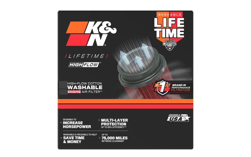 K&N Universal Clamp-On Air Filter 2-3/4in FLG / 5-1/16in B / 3-1/2in T / 4-3/8in H