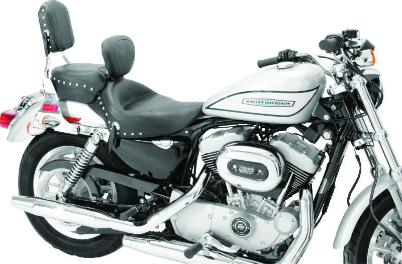Mustang 04-21 Harley Sportster 3.3 Wide Stud Touring Solo Seat w/Driver Backrest - Black