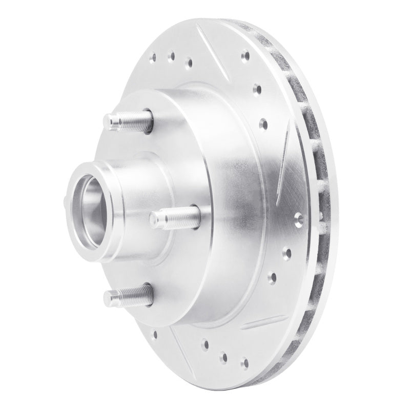 R1 1974-1980 Ford Pinto Front Right Drilled & Slotted Silver Brake Rotor