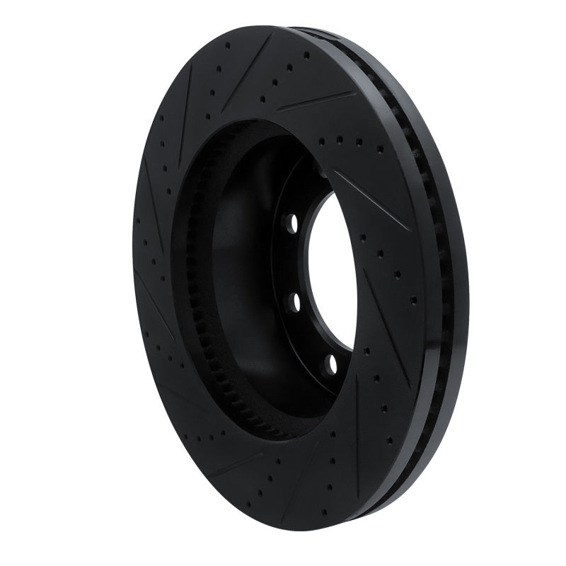 R1 12-25 Ford F-250 4WD (Super Duty) Front Right Drilled & Slotted Black Brake Rotor