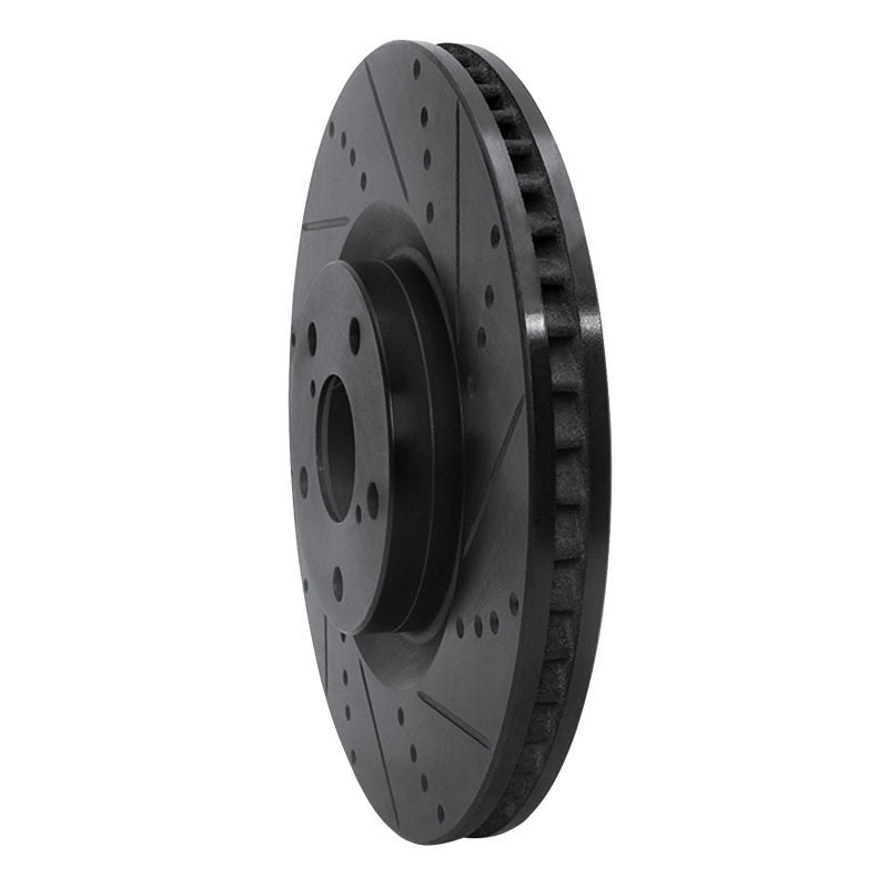R1 09-11 Lexus GS350 Right Front Drilled & Slotted Black Brake Rotor