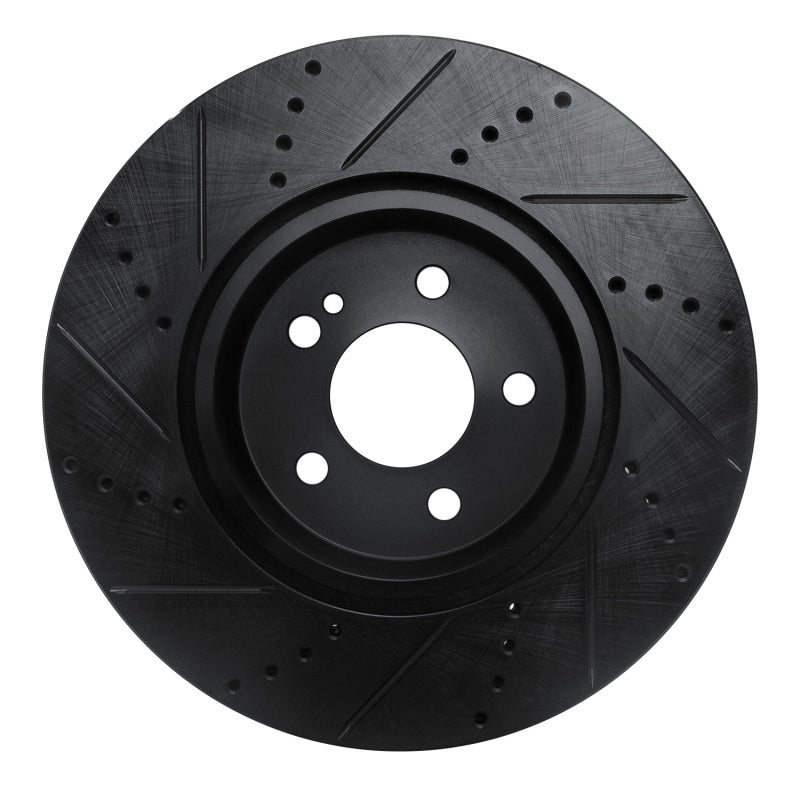 R1 16-23 Mercedes-Benz GLC350e Rear Right Drilled & Slotted Black Brake Rotor