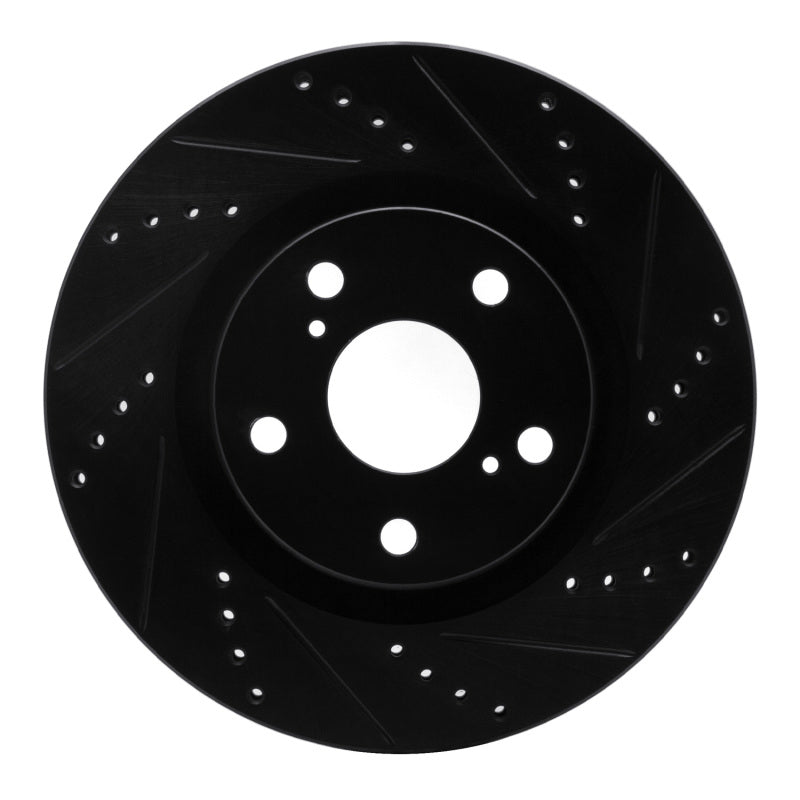R1 22-25 Lexus RZ450e Front Right Drilled & Slotted Black Brake Rotor
