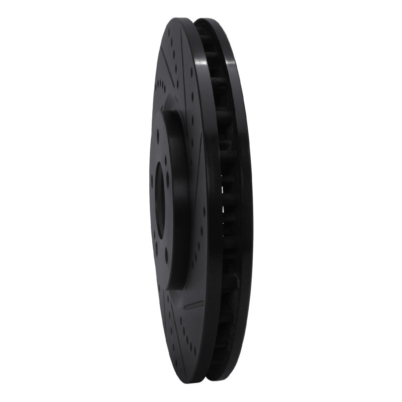 R1 03-06 Mitsubishi Lancer Front Right Drilled & Slotted Black Brake Rotor
