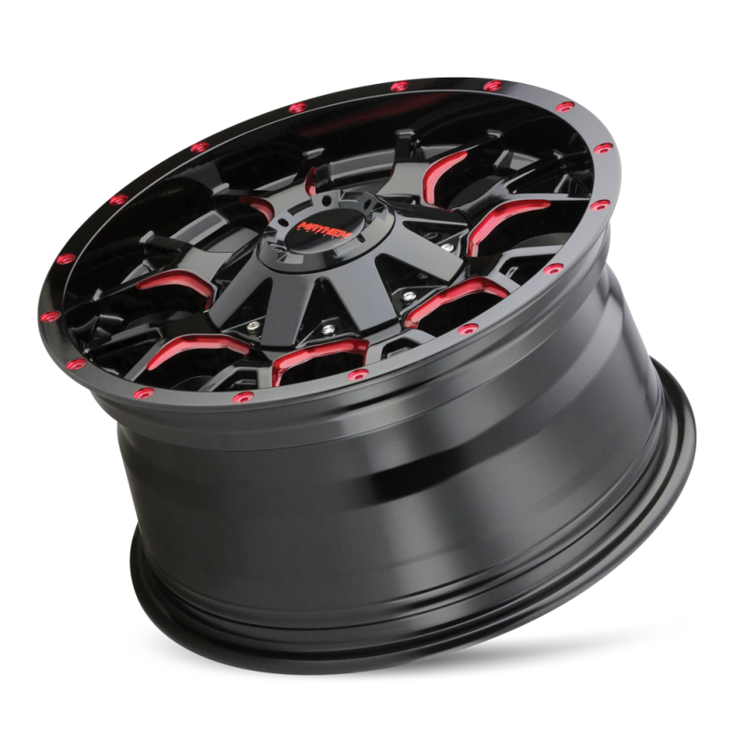 Mayhem 8015 Warrior 20x9 / 6x135 BP / 0mm Offset / 106mm Hub Black w/ Prism Red Wheel
