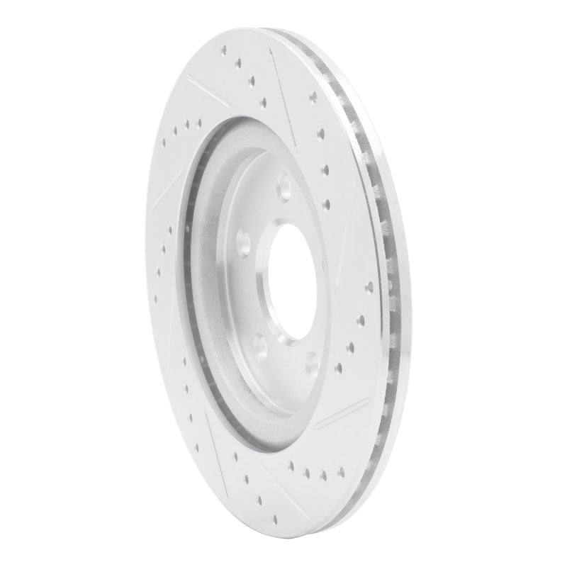 R1 05-14 Ford Mustang Rear Left Drilled & Slotted Silver Brake Rotor