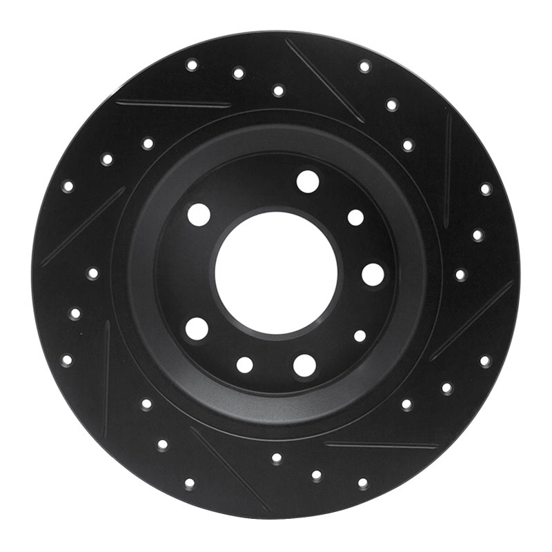 R1 98-15 Ford Fusion Rear Left Drilled & Slotted Black Brake Rotor
