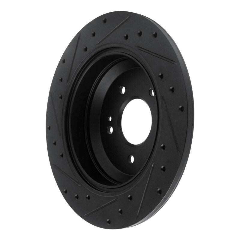 R1 18-23 Genesis G70 Rear Right Drilled & Slotted Black Brake Rotor