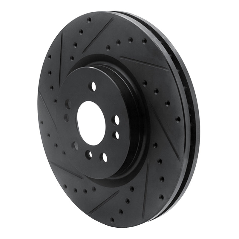 R1 06-12 Mercedes-Benz ML350 Front Left Drilled & Slotted Black Brake Rotor