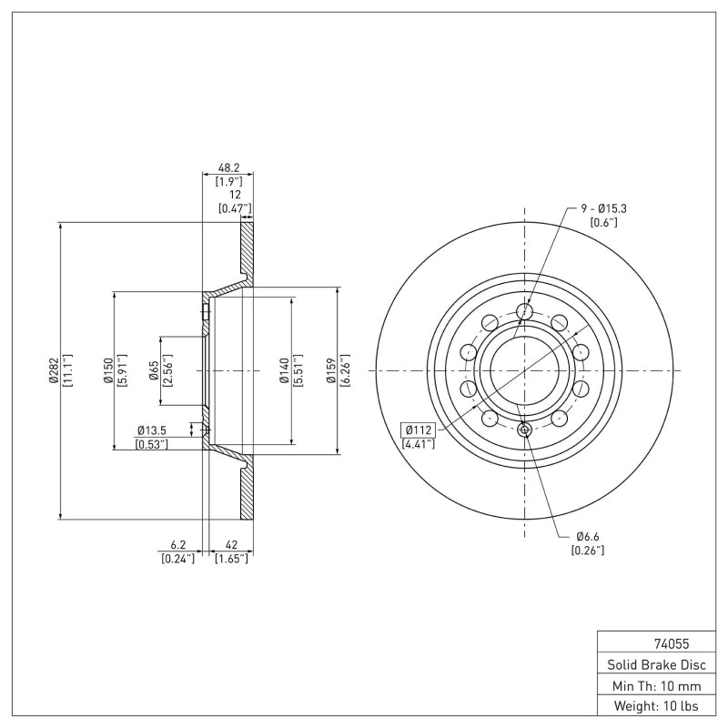 R1 05-18 Audi A3 Rear Brake Rotor