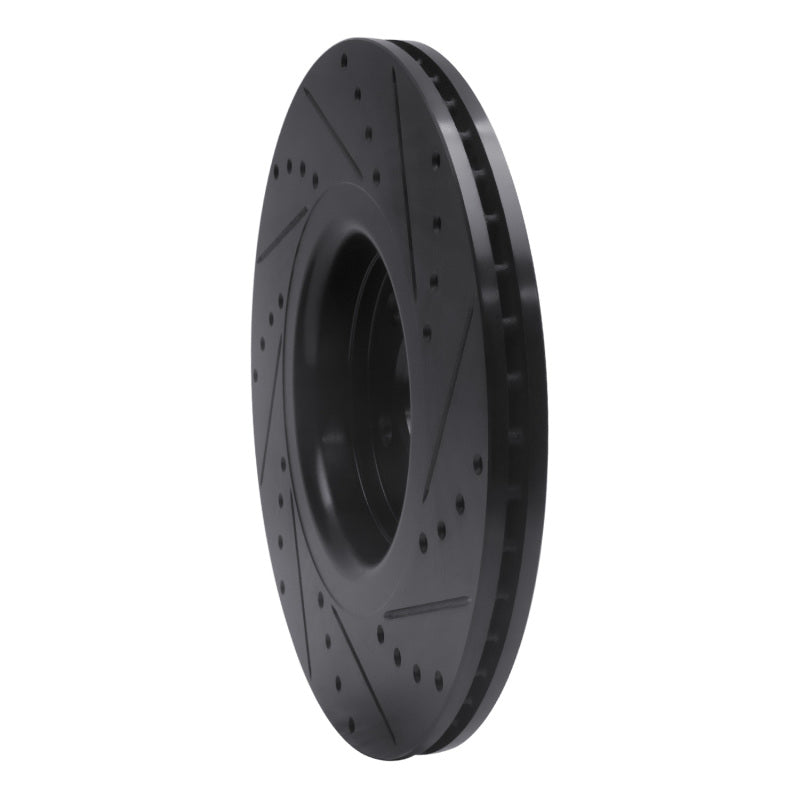 R1 14-18 Ford Focus ST Front Left Drilled & Slotted Black Brake Rotor