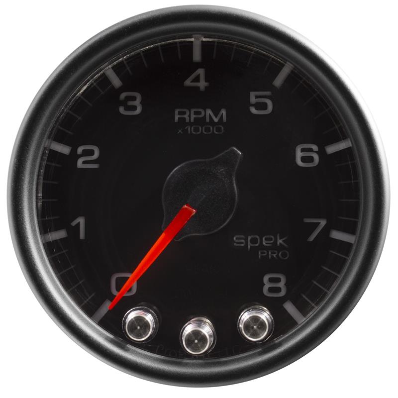 Autometer Spek-Pro Gauge Voltmeter 2 1/16in 16V Stepper Motor W/Peak & Warn Blk/Chrm