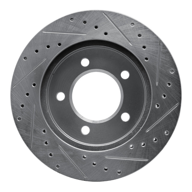 R1 97-02 Ford Expedition Front Left Drilled & Slotted Silver Brake Rotor