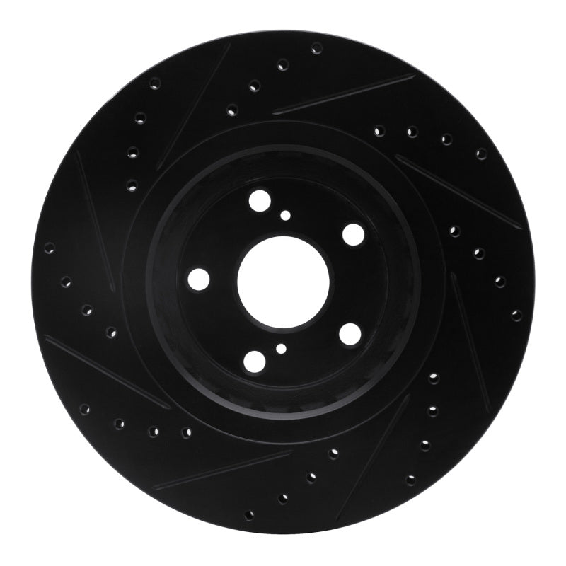 R1 08-21 Lexus RX350 Front Right Drilled & Slotted Black Brake Rotor