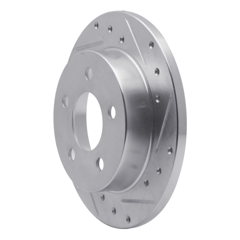 R1 94-04 Ford Mustang Rear Right Drilled & Slotted Silver Brake Rotor