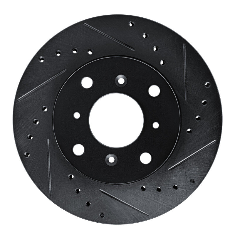 R1 86-87 Acura Legend Front Right Drilled & Slotted Black Brake Rotor