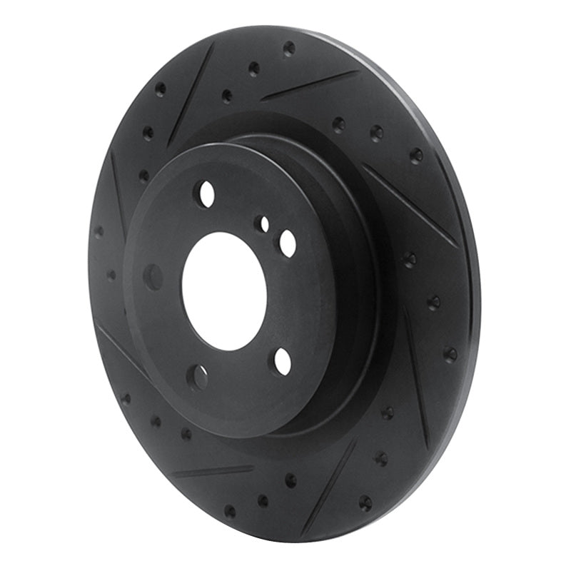 R1 12-20 Mercedes-Benz SLC300 Rear Left Drilled & Slotted Black Brake Rotor