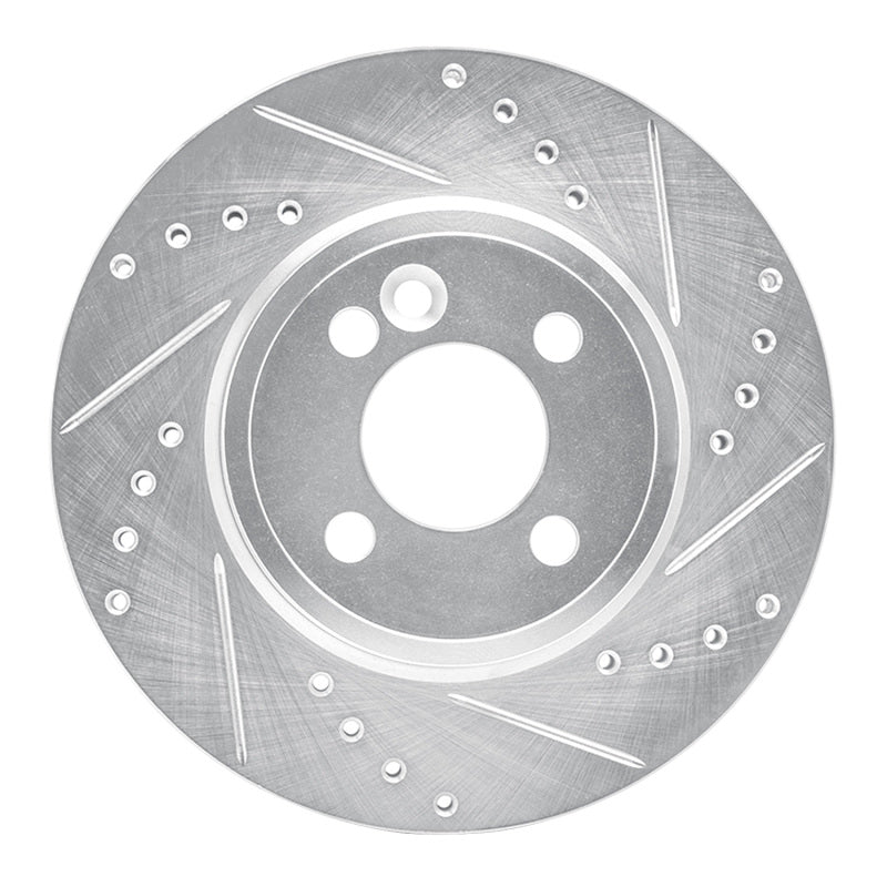 R1 07-15 Mini Cooper (Excl Clubman) Front Right Drilled & Slotted Silver Brake Rotor