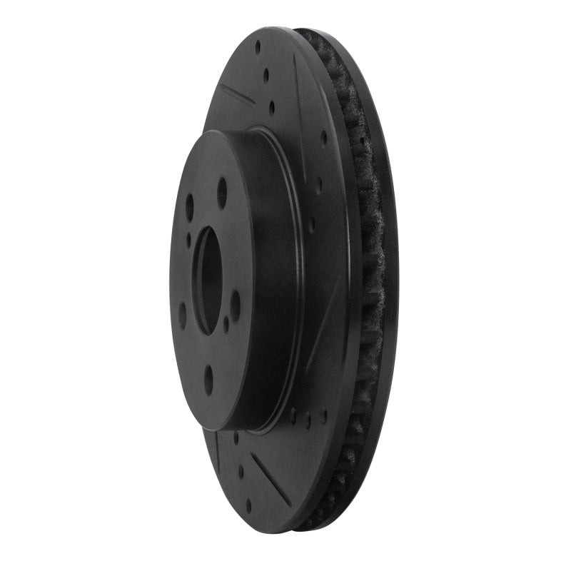 R1 16-22 Toyota Corolla (US/Canada) Front Right Drilled & Slotted Black Brake Rotor