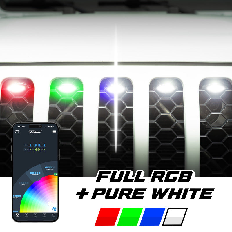 XK Glow XKmax Pre-Runner Style RGBW LED Grill Pods - 7pc