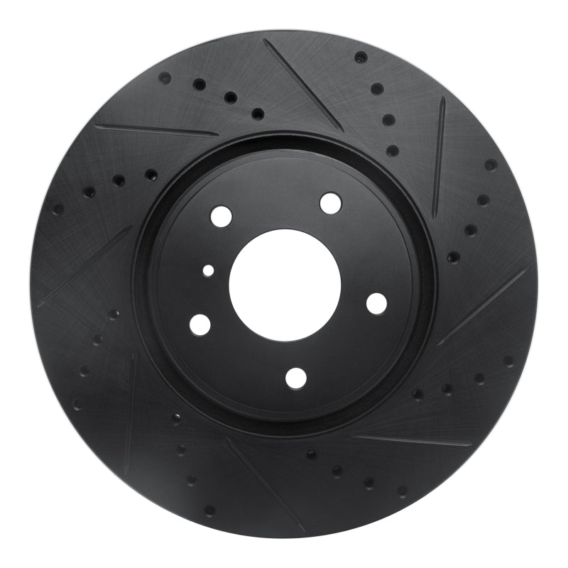 R1 05-14 Infiniti FX45 Front Right Drilled & Slotted Black Brake Rotor