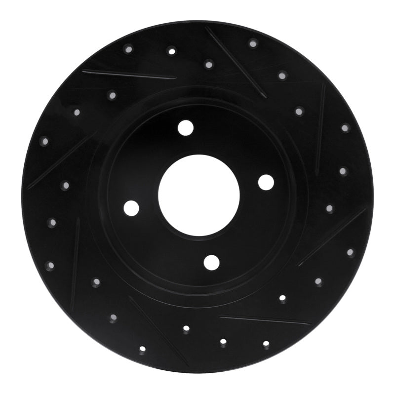 R1 04-06 Nissan Sentra Rear Left Drilled & Slotted Black Brake Rotor