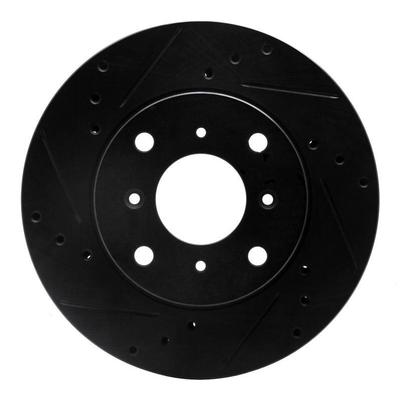 R1 92-96 Honda Prelude Front Left Drilled & Slotted Black Brake Rotor
