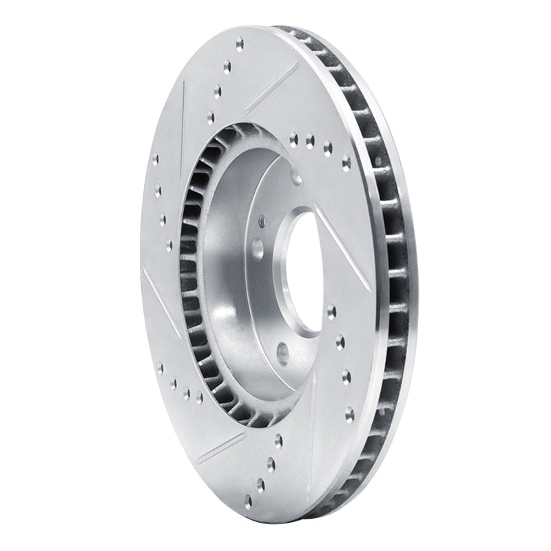 R1 10-13 Kia Forte5 Front Right Drilled & Slotted Silver Brake Rotor