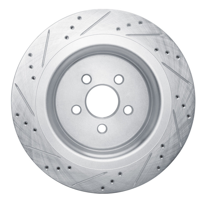 R1 2019-2024 Ford Edge Rear Right Drilled & Slotted Silver Brake Rotor