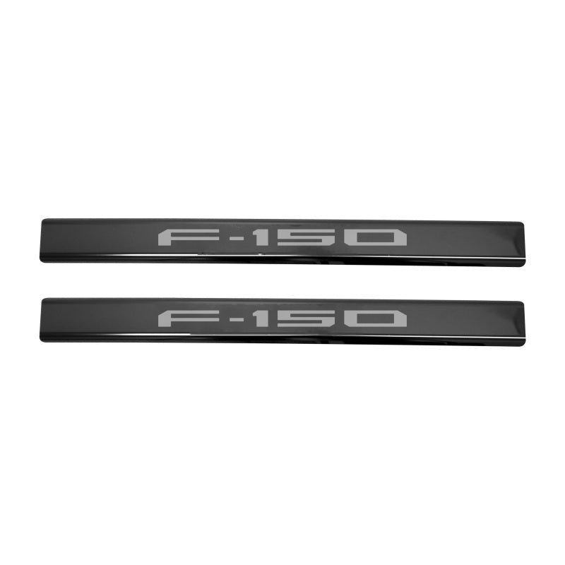 Putco 15-20 Ford F-150 - Regular Cab & SuperCab w/ F-150 Etching (2pcs) Black Platinum Door Sill