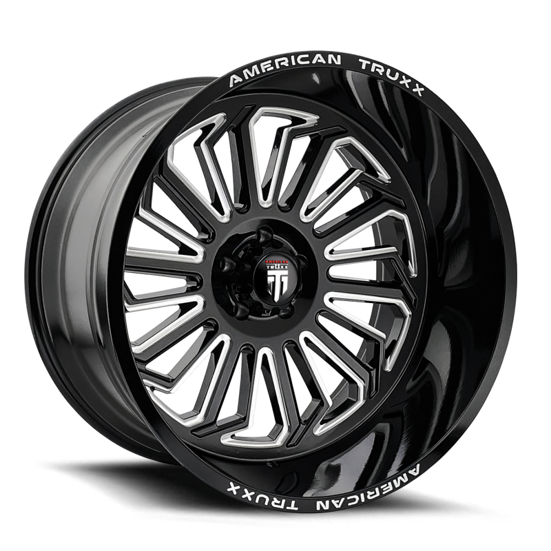 American Truxx AT1916 Butcher 24x14 / 5x127 BP / -76mm Offset / 71.6mm Hub Gloss Black Milled Wheel
