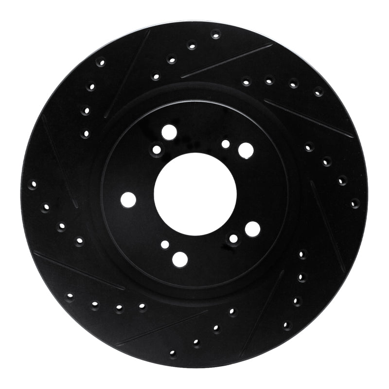 R1 97-05 Acura NSX Front Left Drilled & Slotted Black Brake Rotor