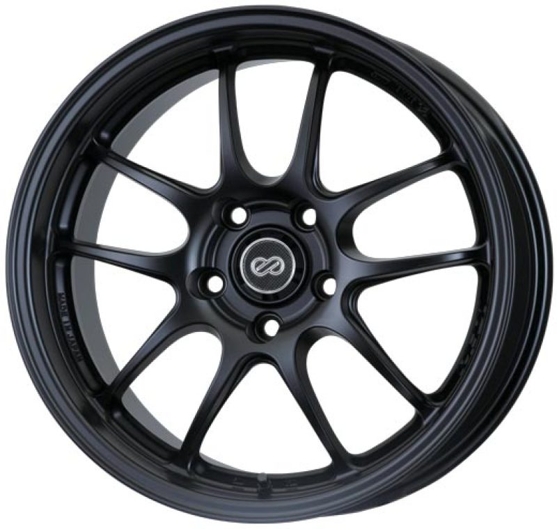 Enkei PF01 18x8.5 48mm Offset 5x114.3 Bolt Pattern 75 Bore Dia Black Wheel 08-10 Subaru STI