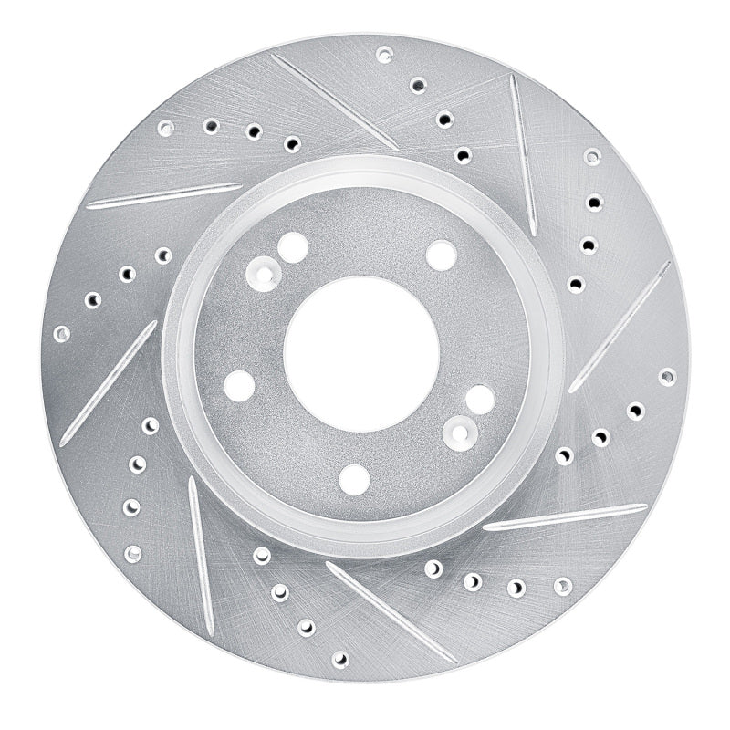 R1 15-19 Kia SOUL EV Front Right Drilled & Slotted Silver Brake Rotor