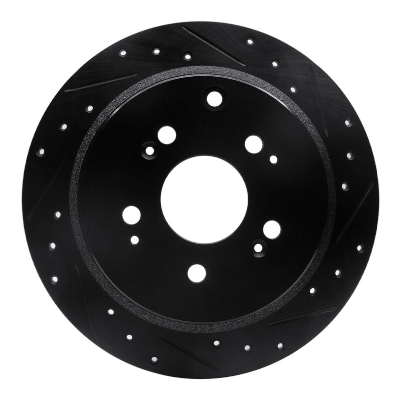 R1 05-10 Honda Odyssey Rear Right Drilled & Slotted Black Brake Rotor
