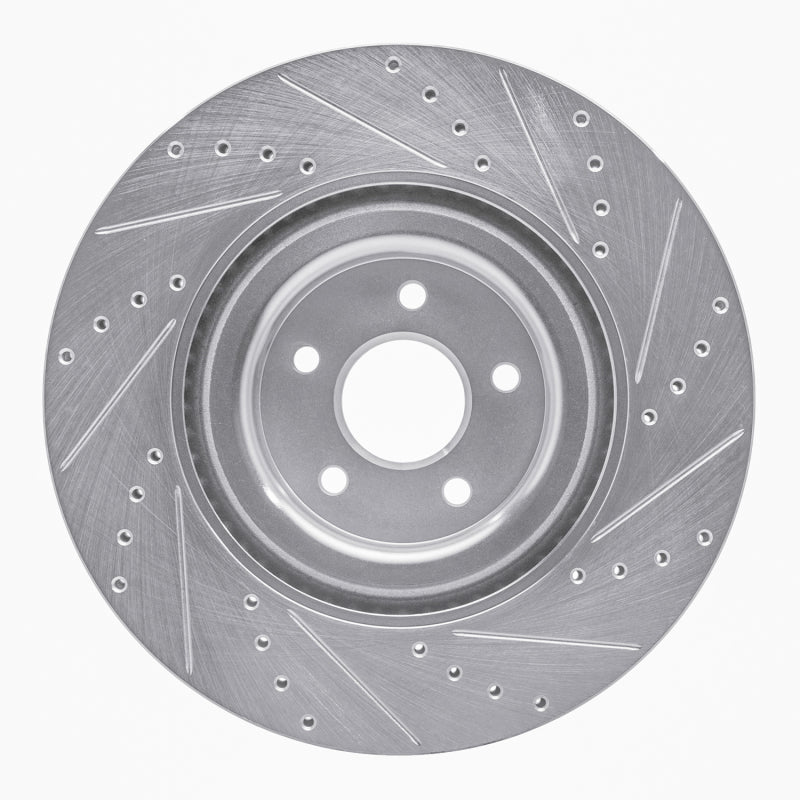 R1 16-18 Ford Focus Front Left Drilled & Slotted Silver Brake Rotor