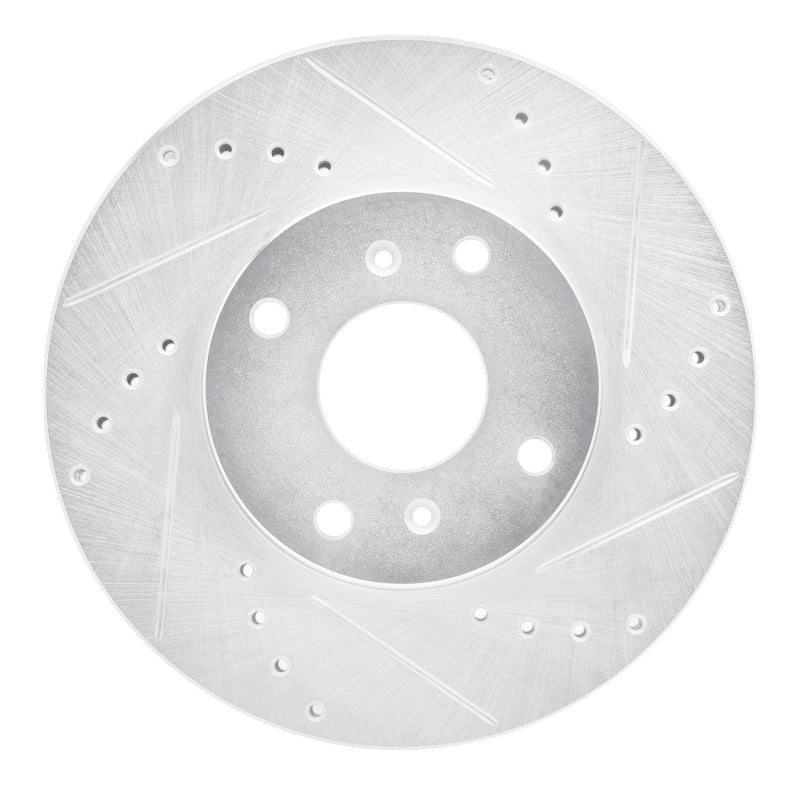 R1 98-99 Acura CL Front Right Drilled & Slotted Silver Brake Rotor