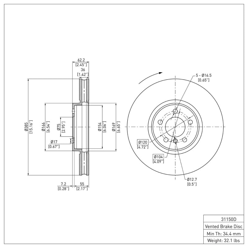 R1 10-11 BMW X6 Right Front Brake Rotor