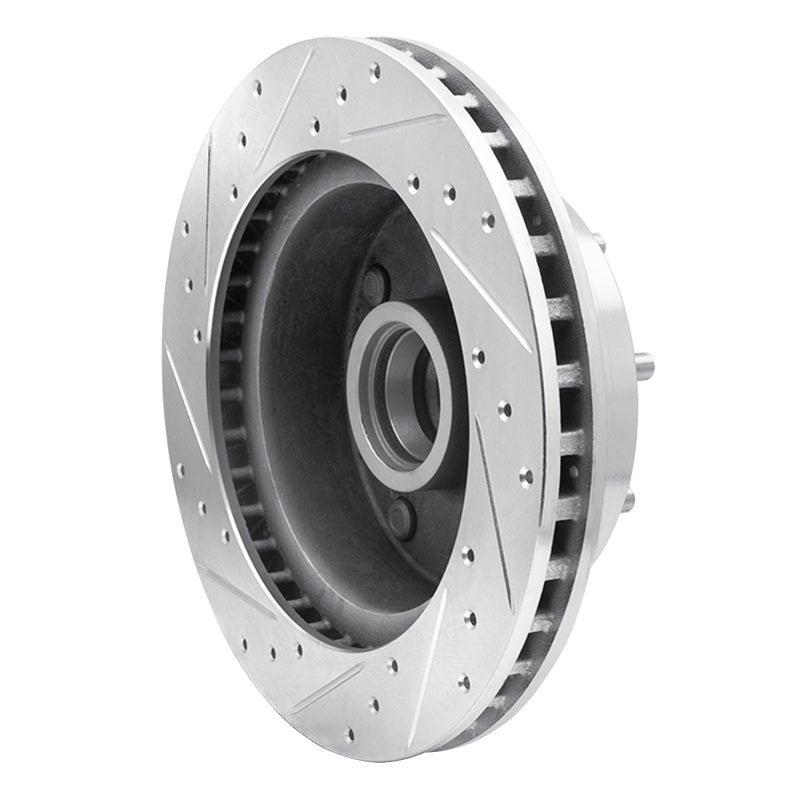 R1 78-97 Dodge B200 / B200 Van / B250 Front Right Drilled & Slotted Silver Brake Rotor